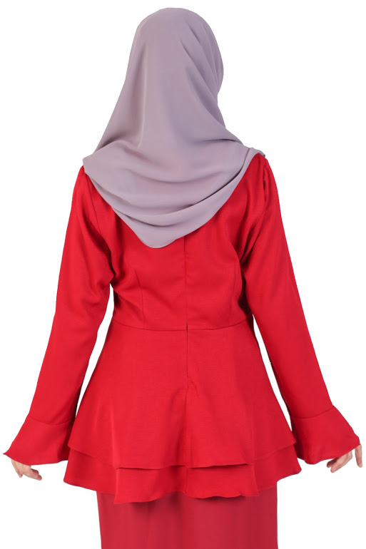 QA-236 Pretty Women Peplum Top Red 
