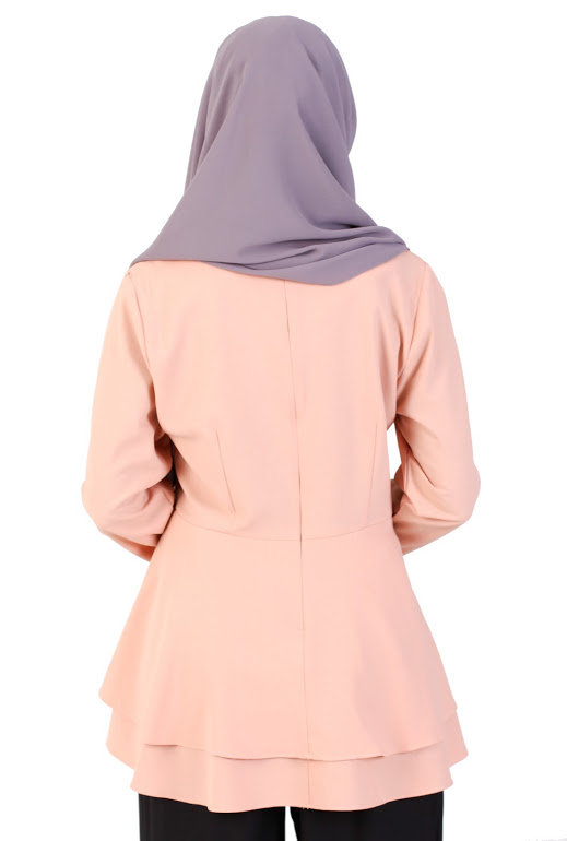 QA-236 Pretty Women Peplum Top Peach 