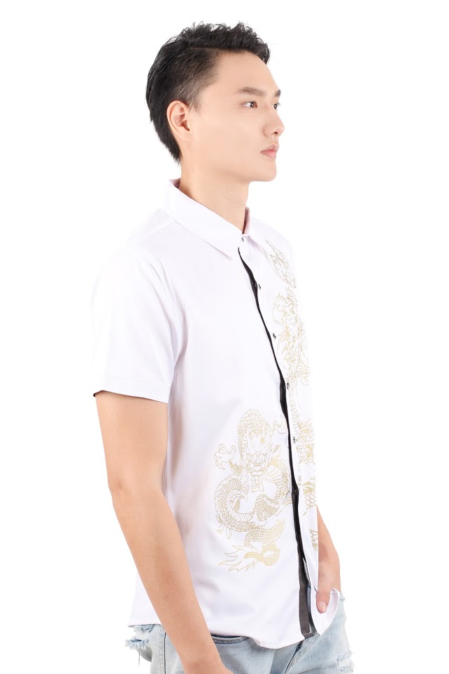 QA-283 Printed Fashion Men Shirt White