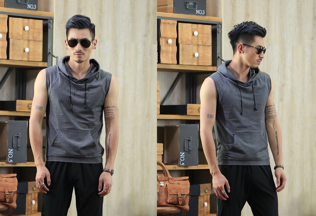 QA-286 Fashion Men Hoodie Dark Grey