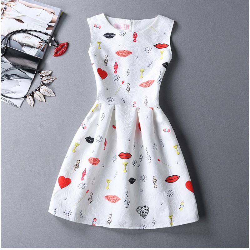 WD21028 Fashion Sleeveless Dress White