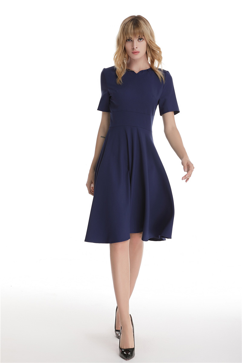 GW2128 Casual OL Dress Dark Blue