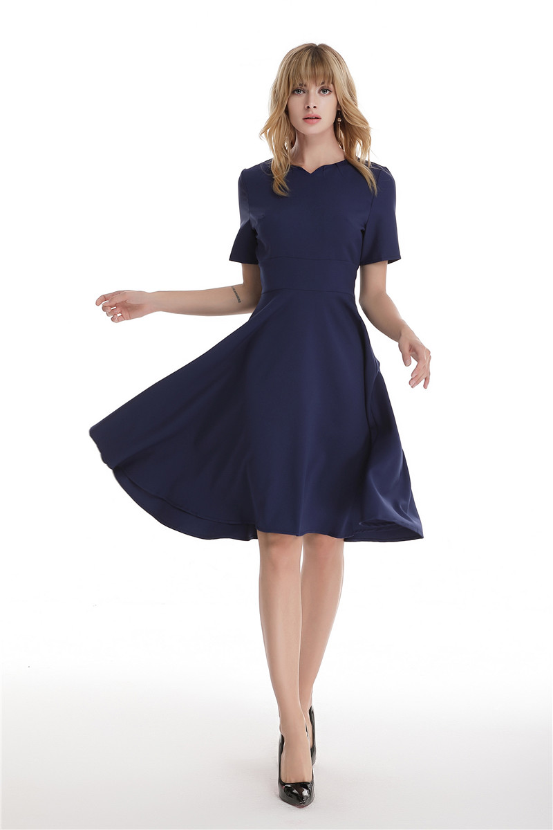 GW2128 Casual OL Dress Dark Blue