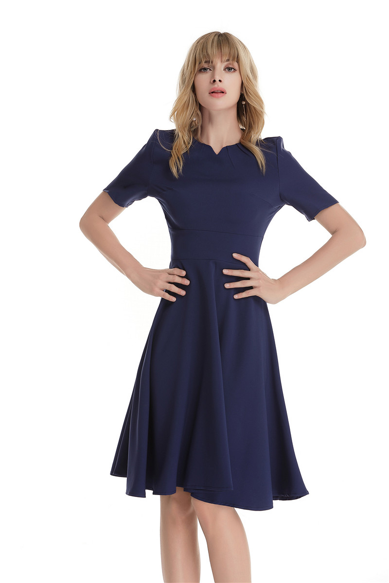 GW2128 Casual OL Dress Dark Blue