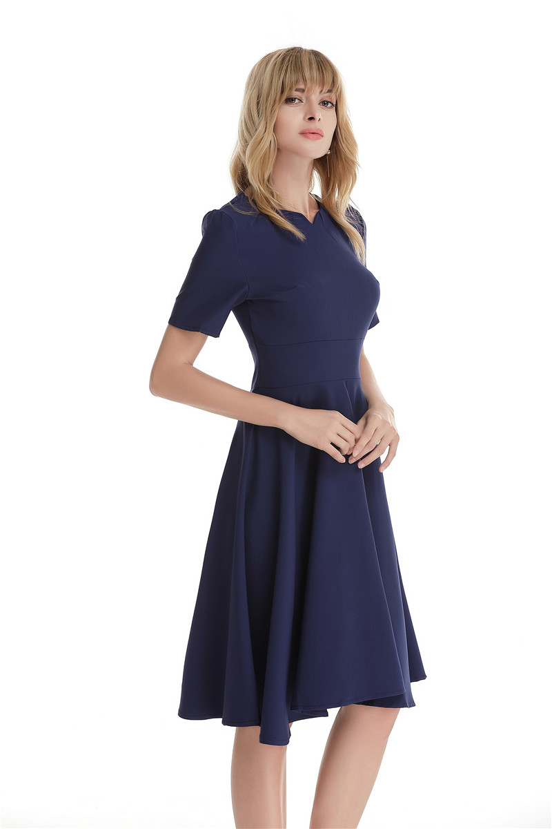 GW2128 Casual OL Dress Dark Blue