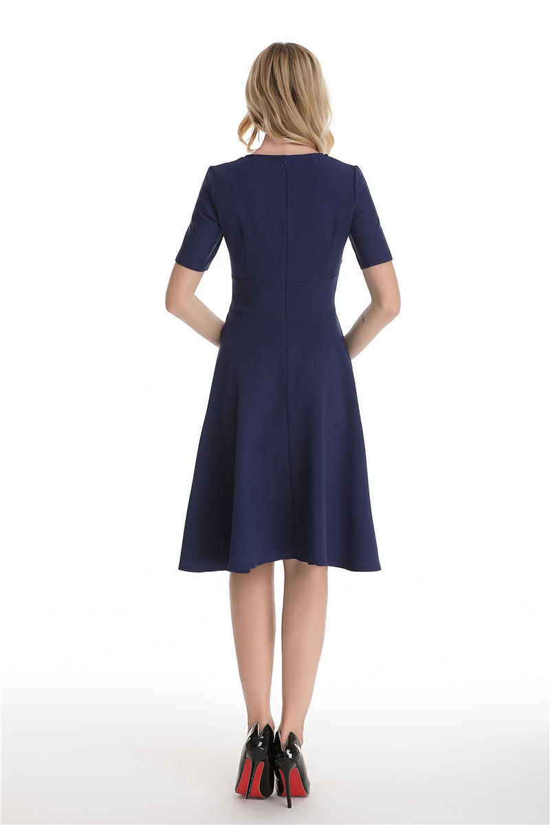 GW2128 Casual OL Dress Dark Blue