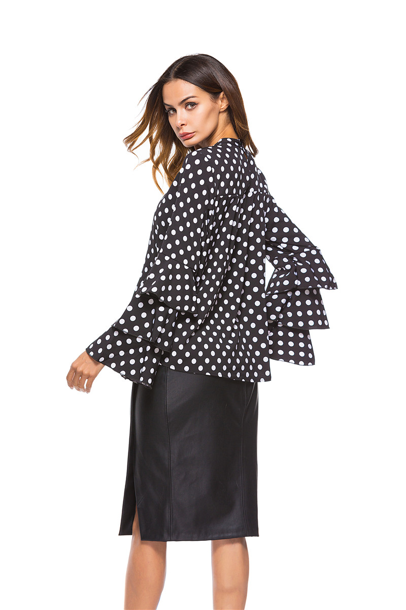 GW2144 Sweet Polka Dot Top Black