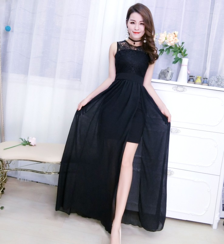 GW2160 Elegant Maxi Dress Black