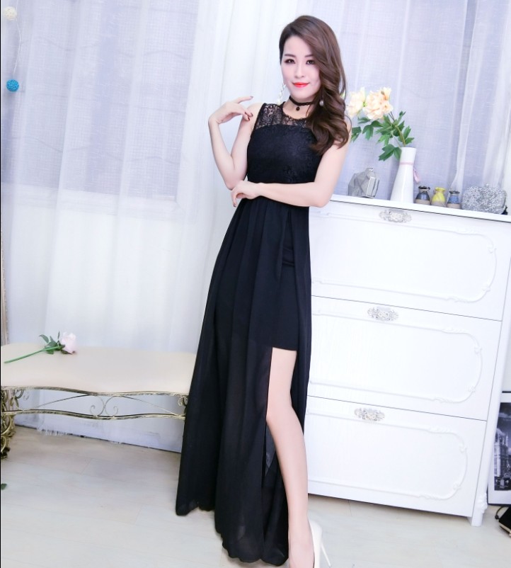 GW2160 Elegant Maxi Dress Black