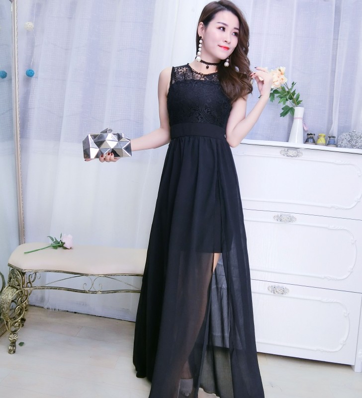 GW2160 Elegant Maxi Dress Black