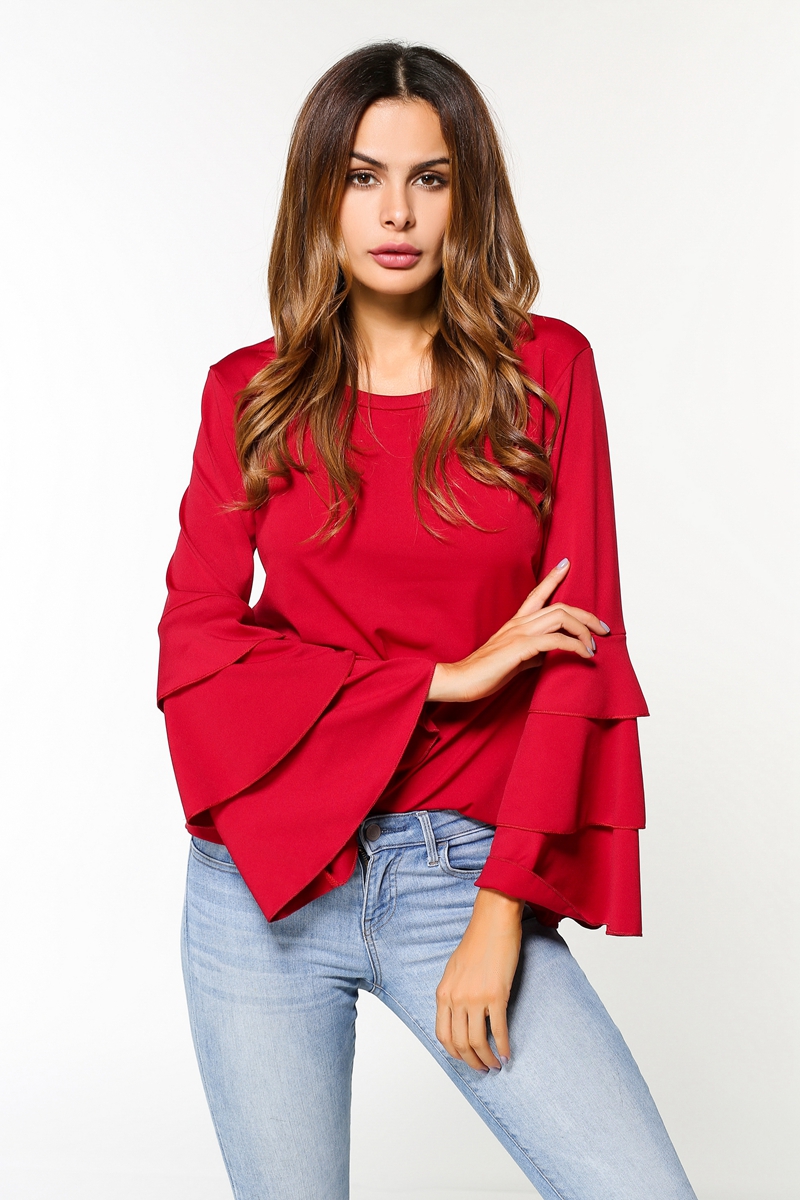 WT7606 Europe Fashion Top Red