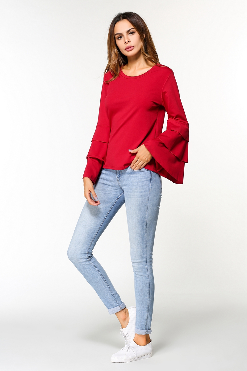 WT7606 Europe Fashion Top Red
