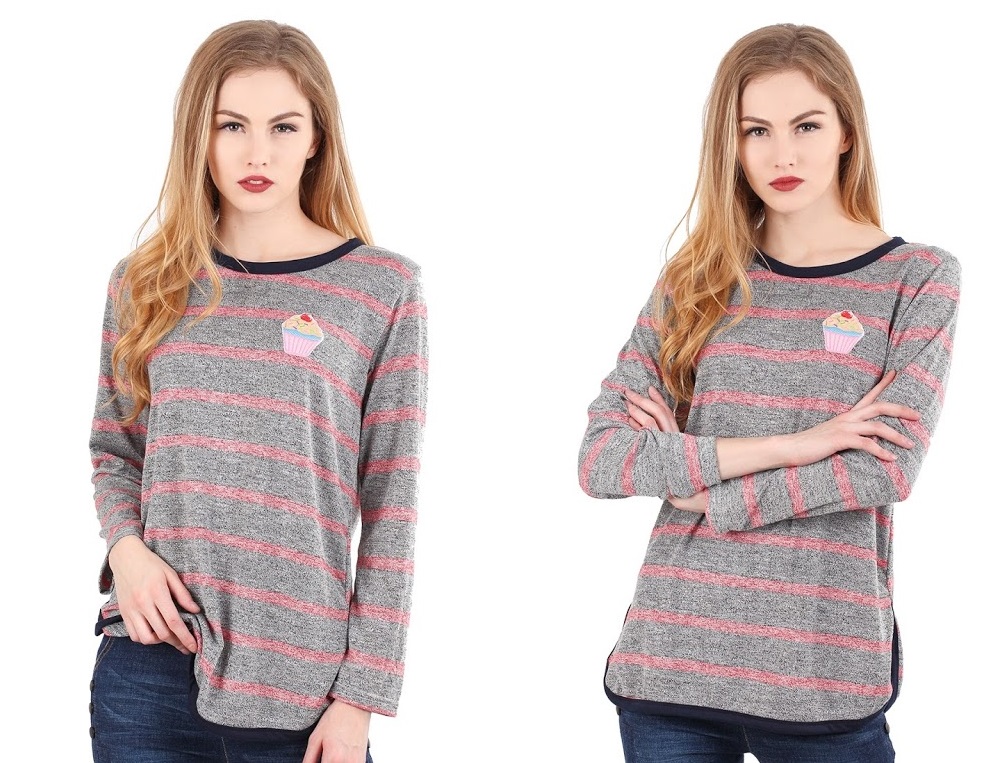 QA-300 Pretty Stripe Top Red