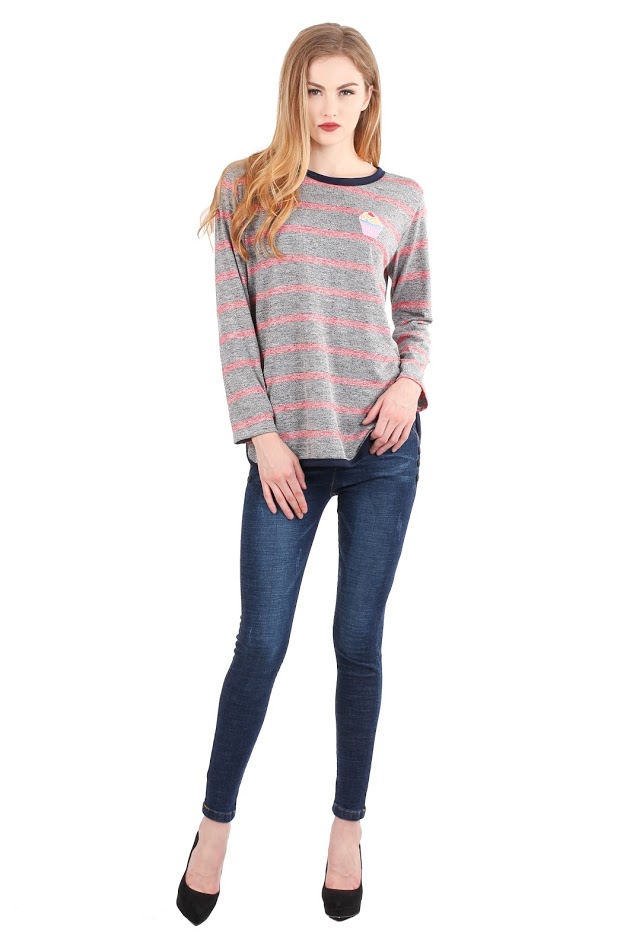 QA-300 Pretty Stripe Top Red