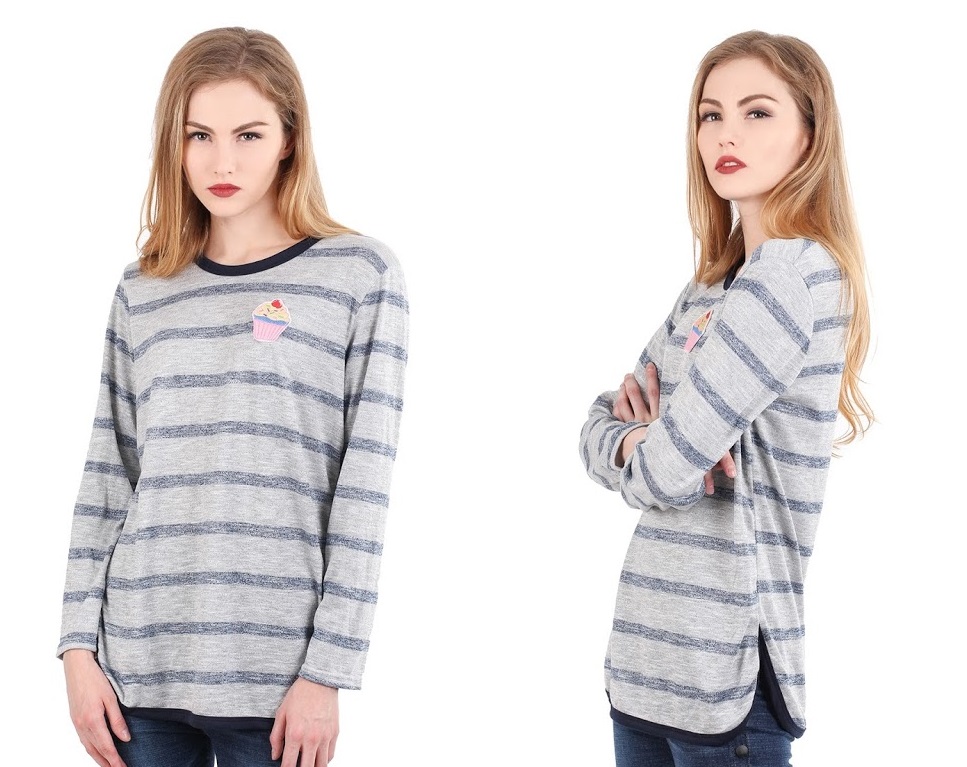 QA-300 Pretty Stripe Top Blue