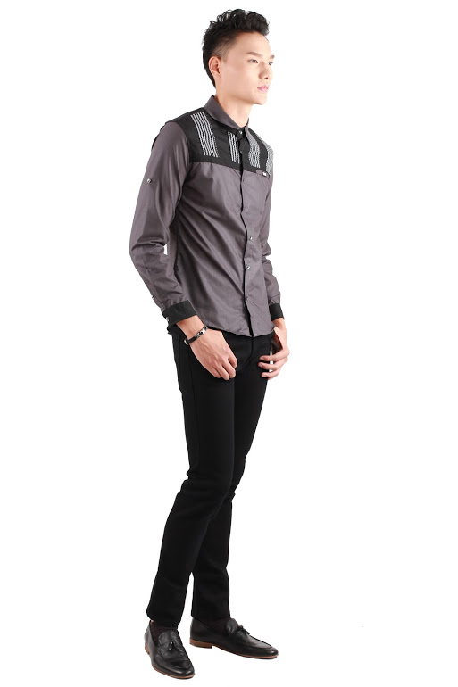 QA-310 Men Trendy Fashion Shirt Grey