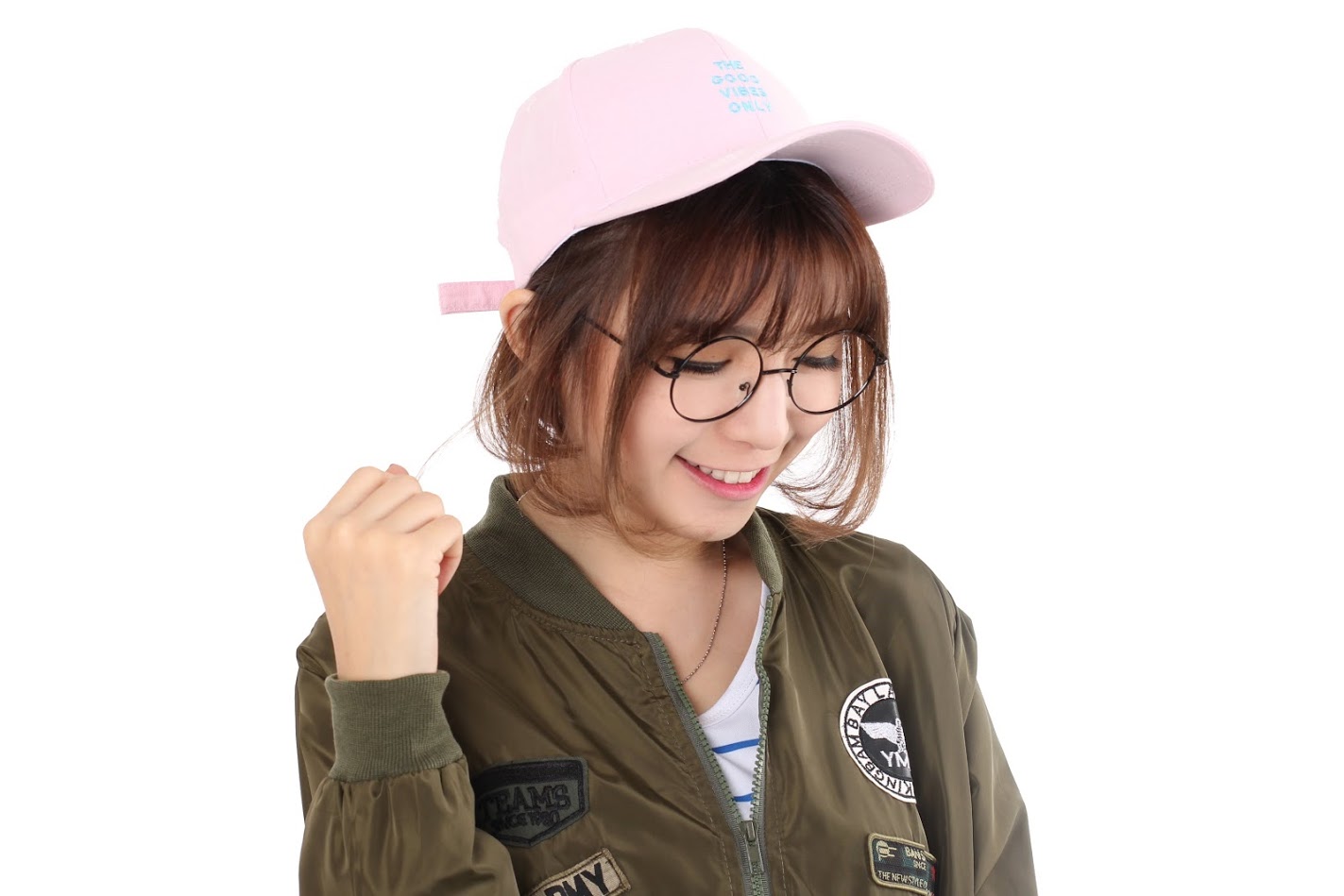QA-317 Stylish Embroidery Cap Pink Good Vibes