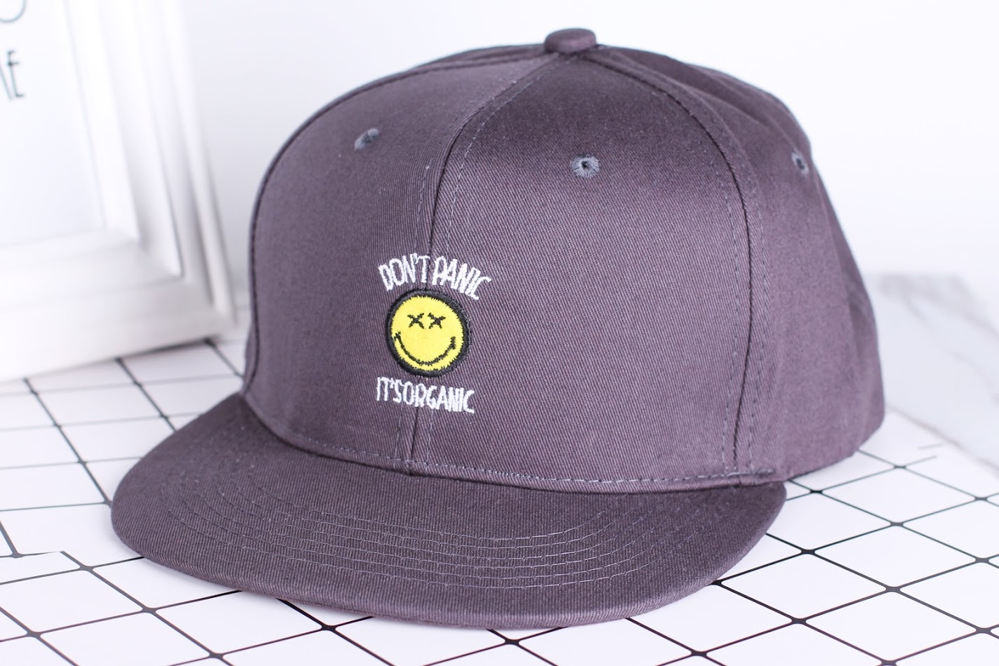 QA-317 Stylish Embroidery Cap Grey Don't Panic