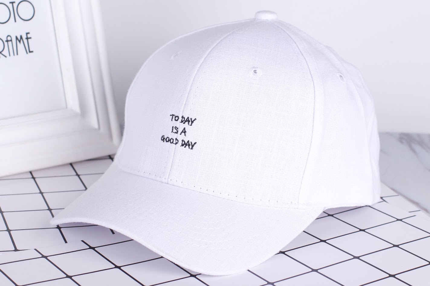 QA-317 Stylish Embroidery Cap White Good Day