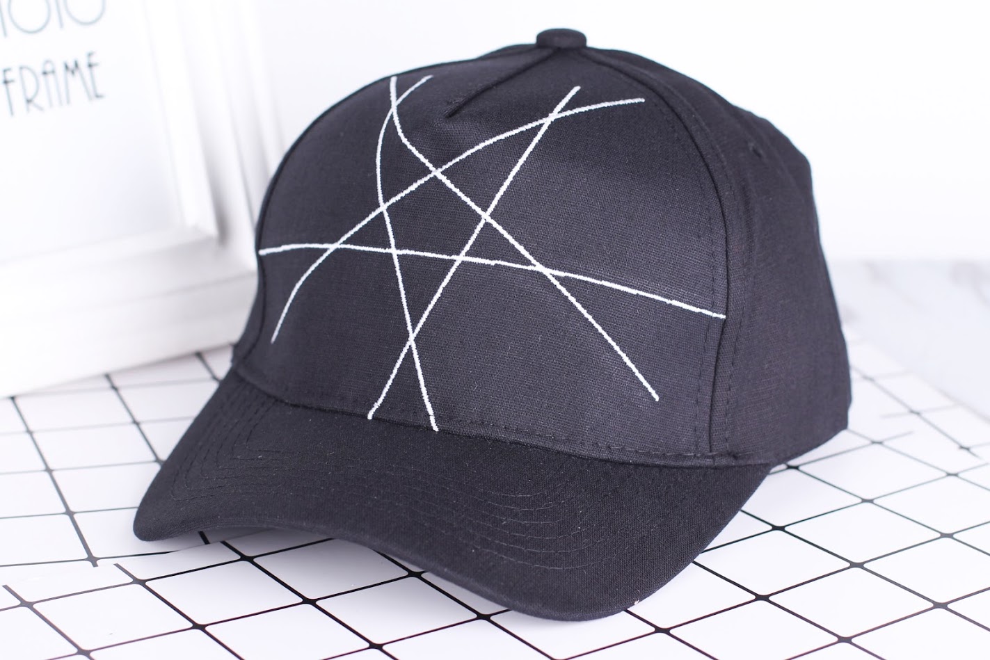 QA-317 Stylish Embroidery Cap Black Lines
