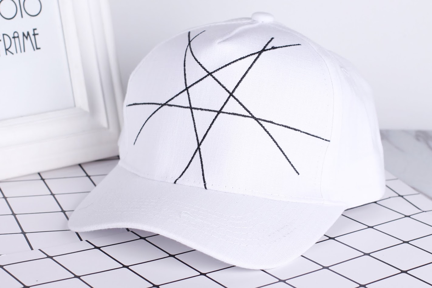QA-317 Stylish Embroidery Cap White Lines