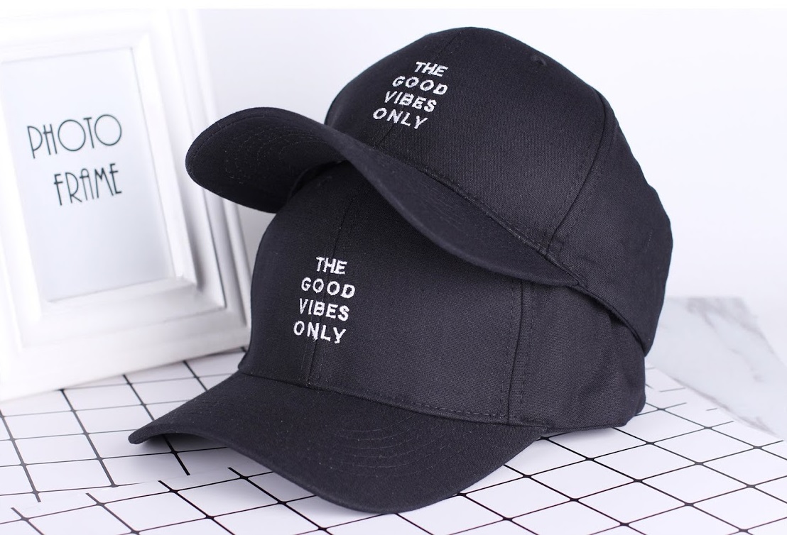 QA-317 Stylish Embroidery Cap Black Good Vibes