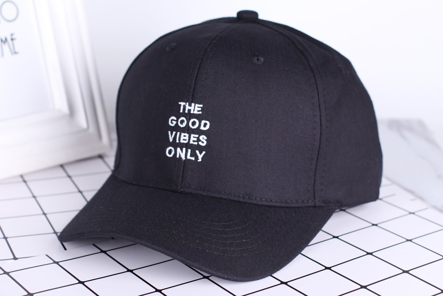 QA-317 Stylish Embroidery Cap Black Good Vibes