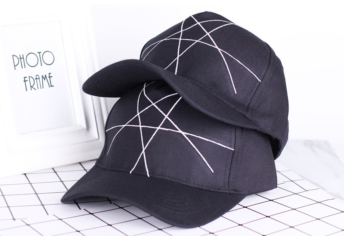 QA-317 Stylish Embroidery Cap Black Lines
