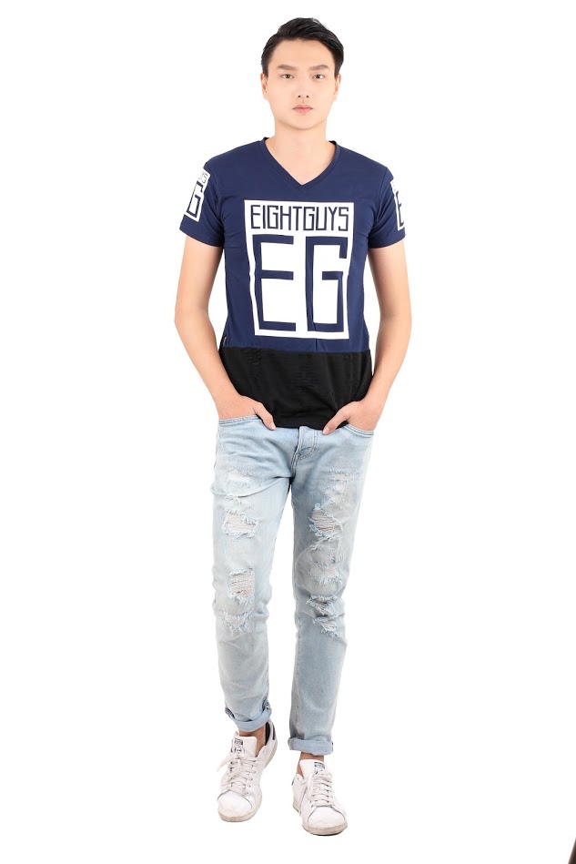 QA-322 Men Fashion T Shirt Navy Blue