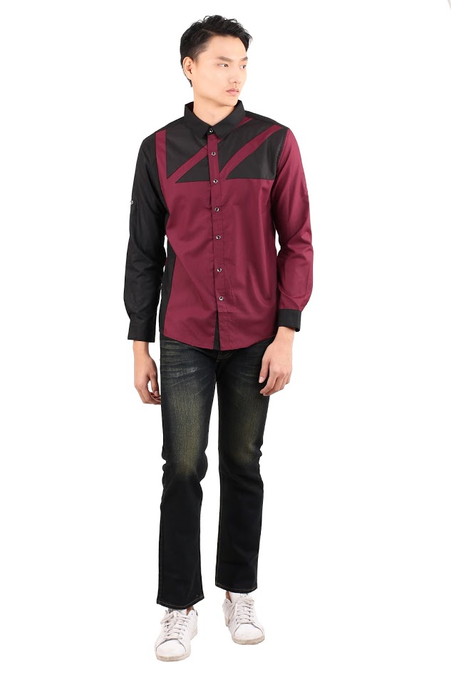 QA-323 Men Casual Shirt Maroon