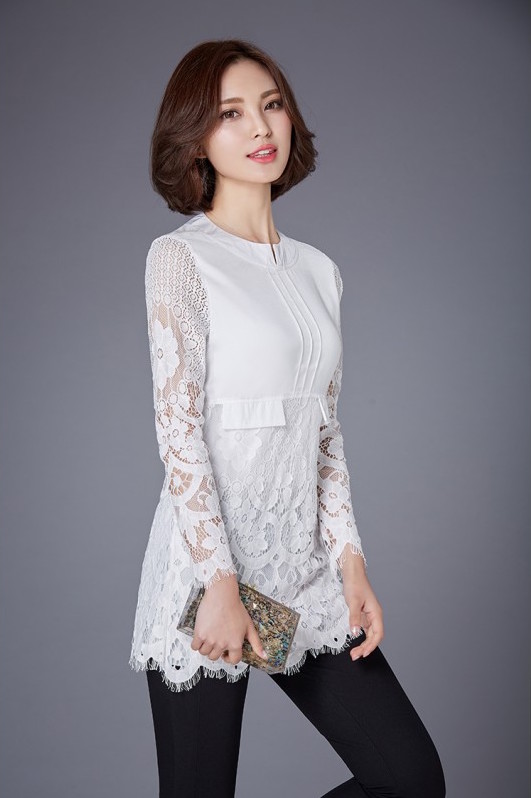 WT21056 Fashion Lace Top White