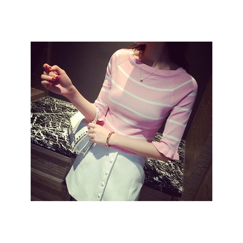 WT21072 Fashion Stripe Top Pink