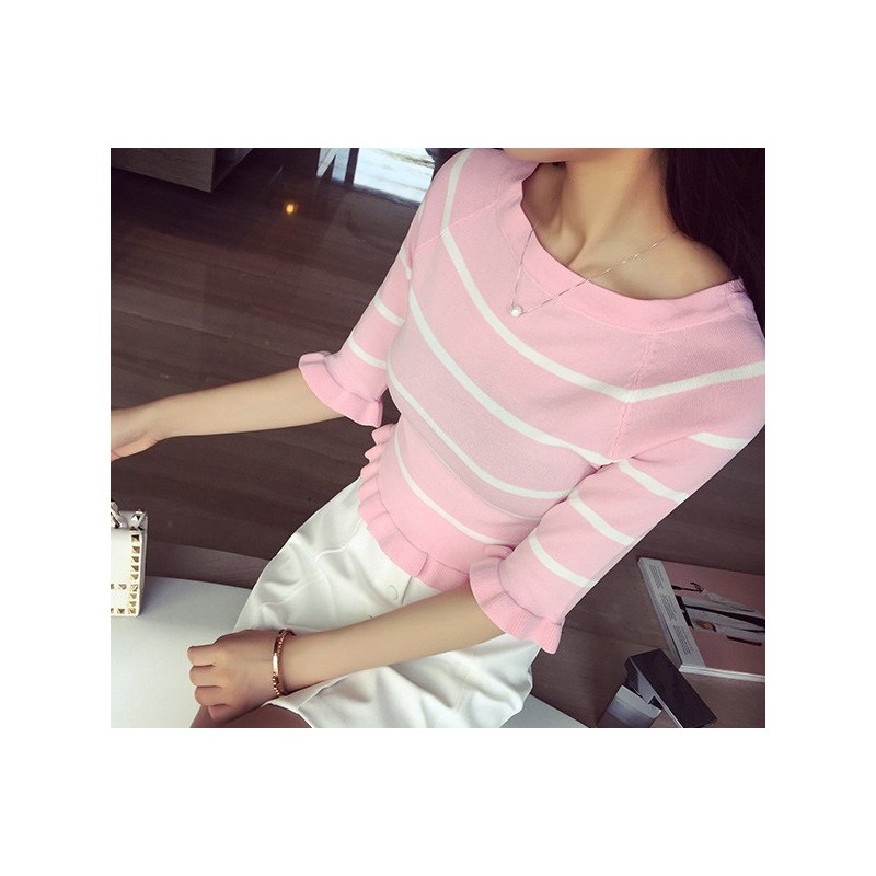 WT21072 Fashion Stripe Top Pink