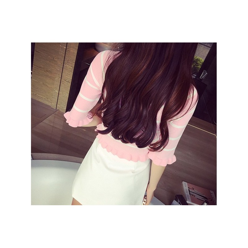 WT21072 Fashion Stripe Top Pink