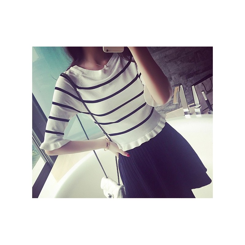 WT21072 Fashion Stripe Top White