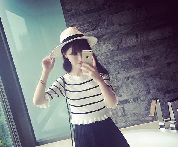 WT21072 Fashion Stripe Top White
