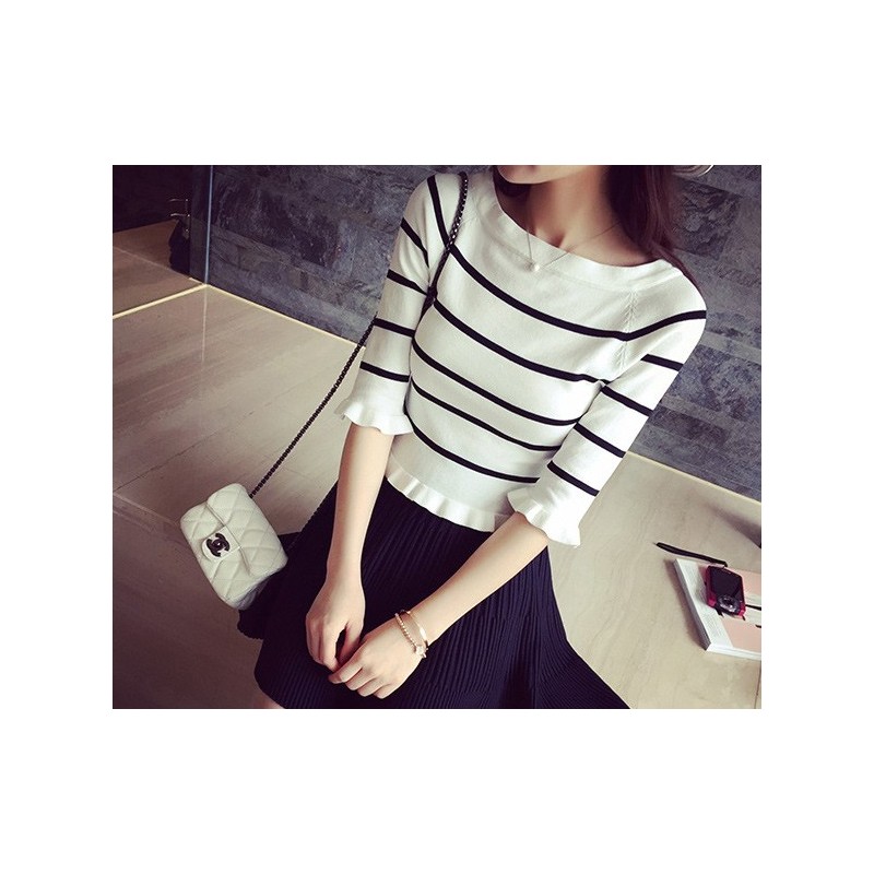WT21072 Fashion Stripe Top White