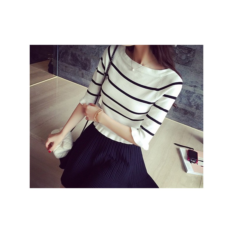 WT21072 Fashion Stripe Top White