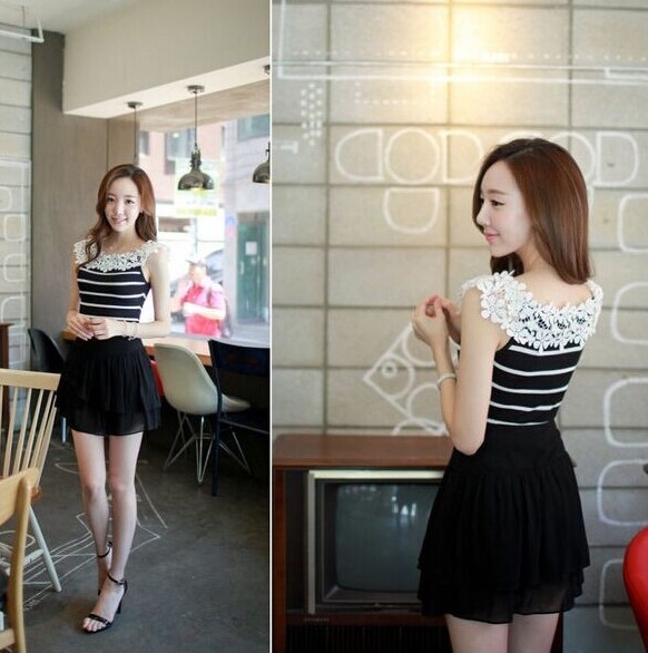 WT21078 Korea Fashion Top Black