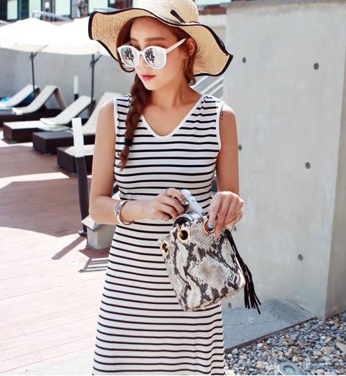 WD21083 Stripe Dress As Picture