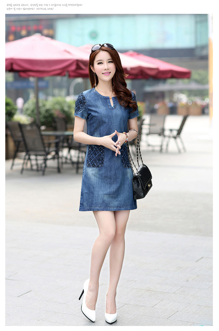 WD3866 Stylish Denim Dress Blue