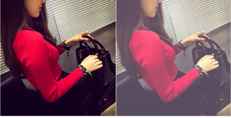 KF537 Trendy Long Sleeved Top Red