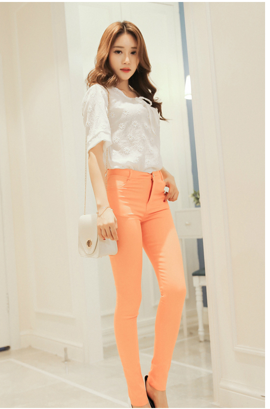 KF520 Stylish Women Pants Light Orange