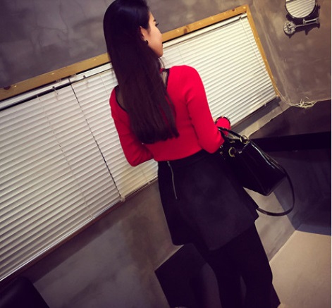 KF537 Trendy Long Sleeved Top Red