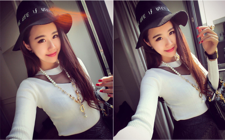 KF537 Trendy Long Sleeved Top White