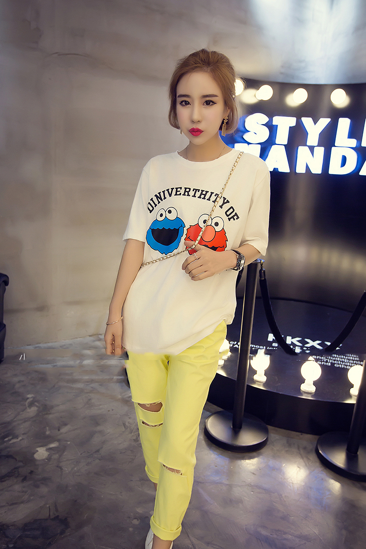 KF547 Cute Short Sleeved T-Shirt White