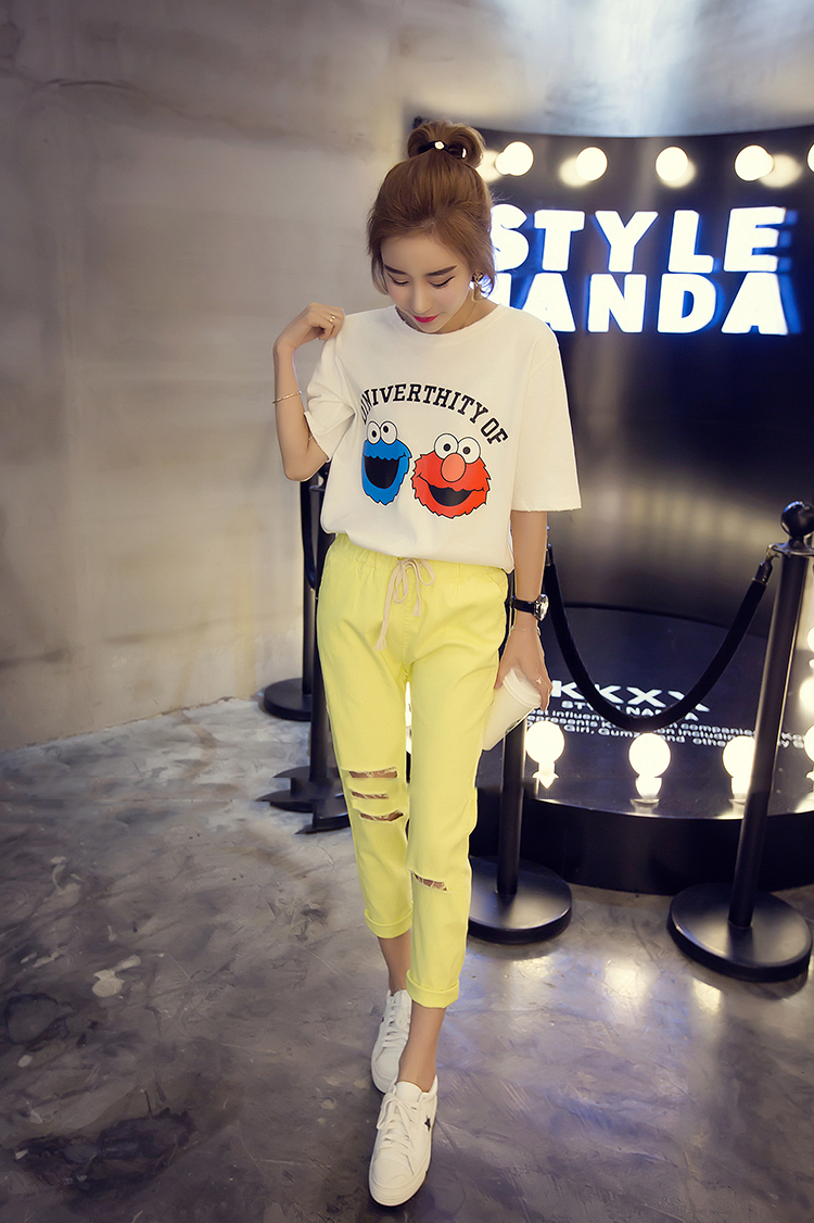 KF547 Cute Short Sleeved T-Shirt White