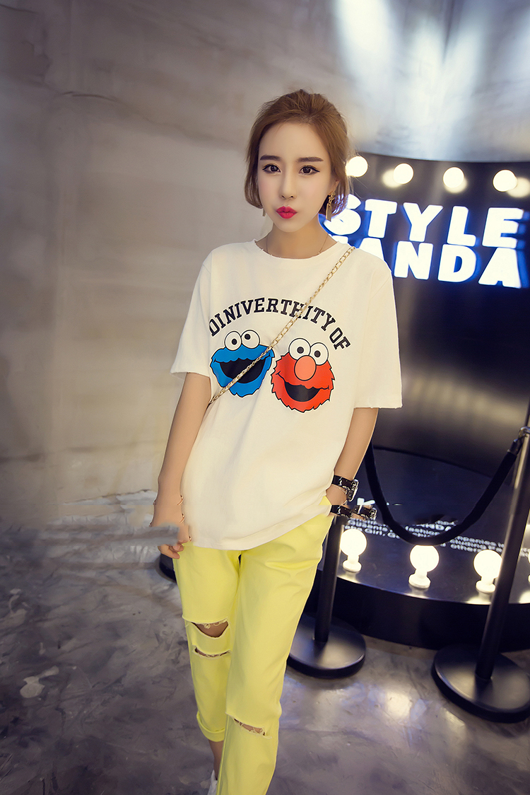 KF547 Cute Short Sleeved T-Shirt White