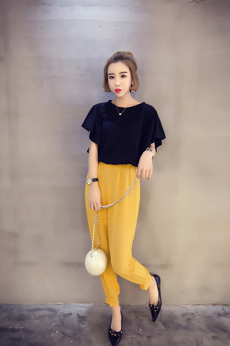 KF555 Lovely Chiffon Pants Yellow