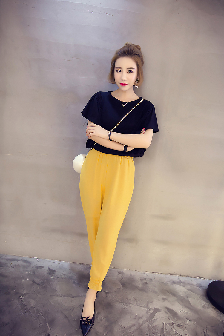 KF555 Lovely Chiffon Pants Yellow